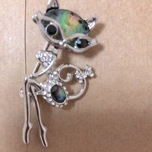What’s New, Pussy Cat? Silver Tone Abalone Pussy Cat NWOT